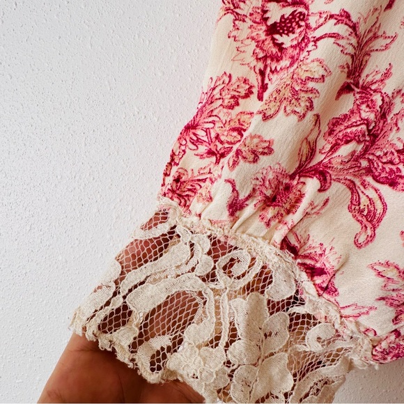 Free People Lucie Mini Dress Floral Boho Lace - Picture 11 of 12